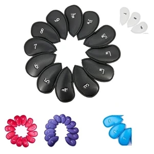 Golf 12Pcs Thick Leather Iron Head Covers Set