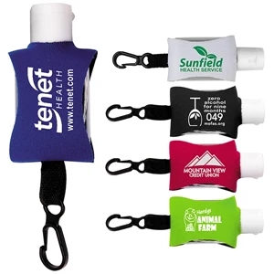 .5 oz Hand Sanitizer in Clip-On Neoprene Sleeve Cover | https://www.bestnamebadges.com