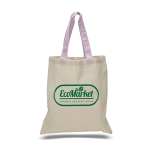 100% Cotton Reusable Tote Bag With Color Handles (15"x16")