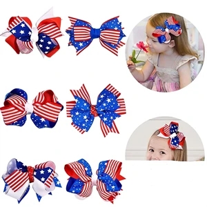 American Flag Hair Bow Clips