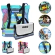 Large Mesh Beach Tote Bag  Picnic Blanket Set | https://www.bestnamebadges.com
