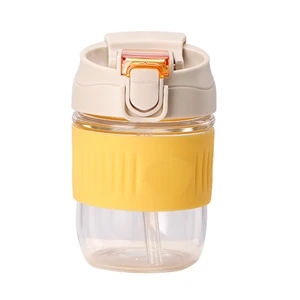 12oz. Glass Coffee Mug with Lid and Straw