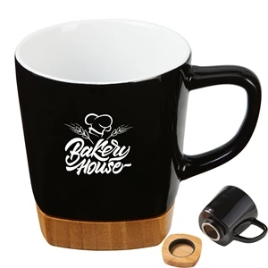 11 oz. Ceramic Coffee Mug with Removable Bamboo Coaster