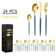 24 Piece Golden Plated Stainless Steel Flatware Set | https://www.bestnamebadges.com