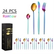24 Piece Golden Plated Stainless Steel Flatware Set | https://www.bestnamebadges.com