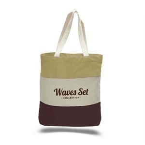 Wholesale Heavy Canvas Tote Bags w/ Gusset Tri-Color 15x15x3