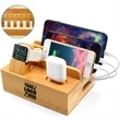 Bamboo Charging Station For Multi Device | https://www.bestnamebadges.com