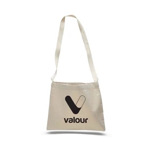 Small Canvas Messenger Bag with Gusset and Long Straps 14x12