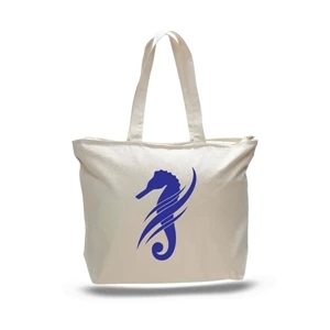 Canvas Zipper Tote Bag with Gusset (20 x 15 x 5)