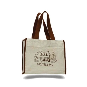 Heavy Canvas Tote Bag w/ Gusset & Colored Trim  (14x12x5.25)