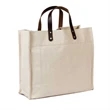 Cotton Canvas Tote Bag With Leather Handles (15 x 13 x 5) | https://www.bestnamebadges.com