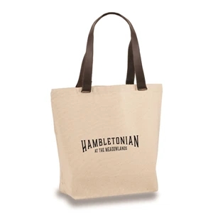 Faux Leather Handle Tote (16 x 14.5 x 5)