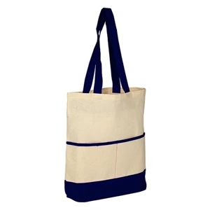 Color Accent Tote Bag with Front Pocket (14.5 x 17 x 3)