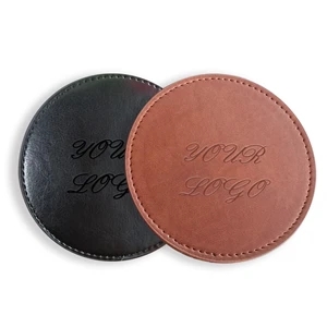 Customized 4'' Round PU Leather Coaster