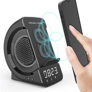 Bedside Radio Alarm Clock with Wireless Charger and Speaker