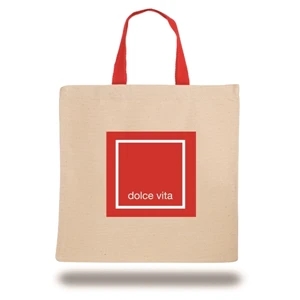 Cotton Canvas Tote Bag W/ Short Color Web Handles 10 OZ