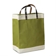Laminated Jute Market Tote w/ Leather Handles (13 x 17 x 8) | https://www.bestnamebadges.com