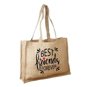 Unlaminated Jute Shopping Bag w/ Self Handles (16 x 12 x 4)