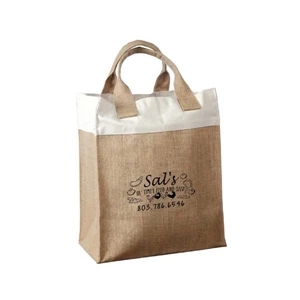 Mini Jute Gift Bag with Colored Cotton Trims and Self Handle