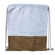 Two Tone Jute + Cotton Drawstring Backpack (14 x 18) | https://www.bestnamebadges.com