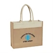 Two Tone Jute Bag w/ Front Pocket & Cotton Webbed Handles | https://www.bestnamebadges.com