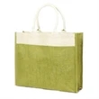 Two Tone Jute Bag w/ Front Pocket & Cotton Webbed Handles | https://www.bestnamebadges.com