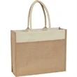 Two Tone Jute Bag w/ Front Pocket & Cotton Webbed Handles | https://www.bestnamebadges.com