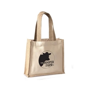 Cotton Gift Bag w/ Jute Accents & Self Handles (10 x 9 x 3)