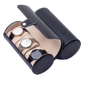 Pu Leather Travel Watch Roll Organizer Display Case