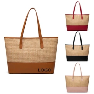 Straw Tote Bag | https://www.bestnamebadges.com