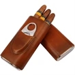 Leather Cigar Case With Silver Stainless Steel Cutter | https://www.bestnamebadges.com