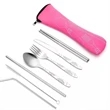 Silver Portable Flatware Cutlery Set With  Pouch | https://www.bestnamebadges.com