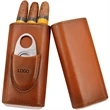Leather Cigar Case With Silver Stainless Steel Cutter | https://www.bestnamebadges.com