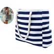 Maritime Stripes Beach Bag With Zipper | https://www.bestnamebadges.com