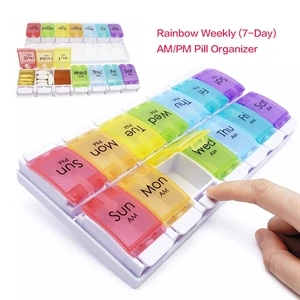 Rainbow Morning And Evening Pill Case 14 Dividers