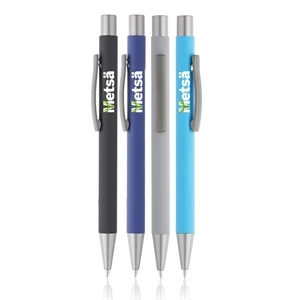 Metal Sleek Rubber Coated Pen | https://www.bestnamebadges.com
