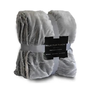 Faux Fur Throw - Gray  (50 x 60)