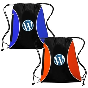 Two Color Mesh Drawstring Side Zipper Backpack 13.25