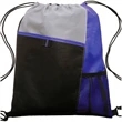 Tri Color Non-Woven Drawstring Backpack W/ Mesh Pocket | https://www.bestnamebadges.com