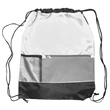 Tri Color Front Pocket Drawstring Backpacks w/ Custom logo | https://www.bestnamebadges.com