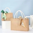 Natural Linen Jute Reusable Tote Bag With Handles | https://www.bestnamebadges.com