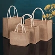 Natural Linen Jute Reusable Tote Bag With Handles | https://www.bestnamebadges.com