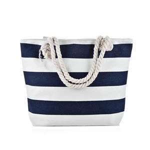 Canvas Striped Beach Bag