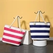 Canvas Striped Beach Bag | https://www.bestnamebadges.com