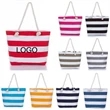 Large Striped Canvas Beach Bag With Cotton Rope Handles | https://www.bestnamebadges.com