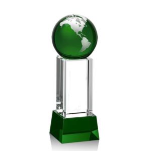 Luz Globe Award on Base - Green/Silver | https://www.bestnamebadges.com