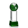 Luz Globe Award on Base - Green/Silver | https://www.bestnamebadges.com