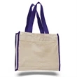 Gusset Cotton Canvas Tote Bag w/ Colored Trims  (14" x 12") | https://www.bestnamebadges.com