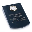 Arched Wedge Black Marble Clock | https://www.bestnamebadges.com