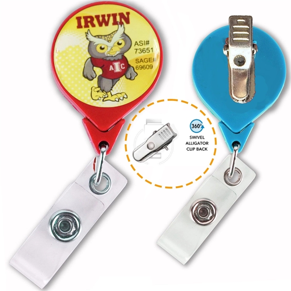 Large No Twist Tear-Drop Badge Reel w/ 360 Swivel Bulldog Cl